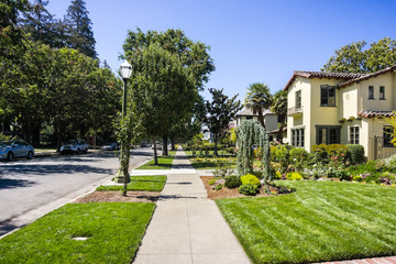 Landscape in the Rose Garden residential neighborhood of San Jose, south San Francisco bay area, California