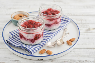 Chia pudding with cherry