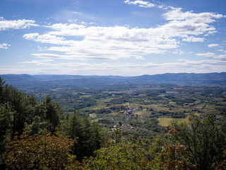 Agriculture landscape of the tuscany seen from white roads in october chianti italy