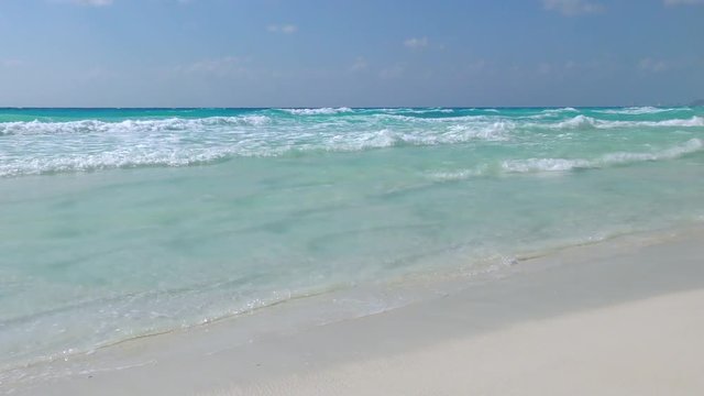 Seaview of Caribbean Sea in Cancun Mexico. Seascape Scenic of Tropical Country