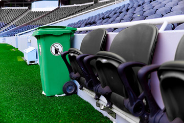 litter box on a football stadium
