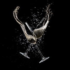Glasses of champagne, celebration theme.