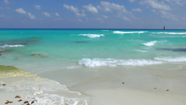 Seaview of Caribbean Sea in Cancun Mexico. Seascape Scenic of Tropical Country