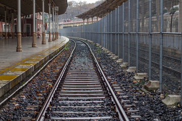 Fototapeta premium Train station railway in the city