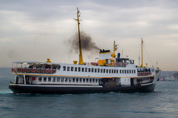 Naklejka premium Istanbul bosphorus city ferry boat