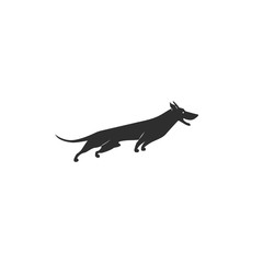 Vector illustration. Flat style icon of male dachshund for different design. Cute family dog. Simple silhouette pictogram for different design.