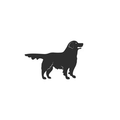 Vector illustration. Flat style icon of golden retriever for different design. Cute family dog. Simple silhouette pictogram for different design.