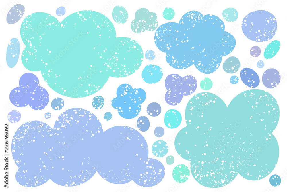 Poster hand drawn callout clouds for backdrops. vector textured multi color elements for designs. simple te