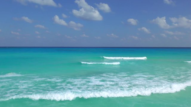 Seaview of Caribbean Sea in Cancun Mexico. Seascape Scenic of Tropical Country