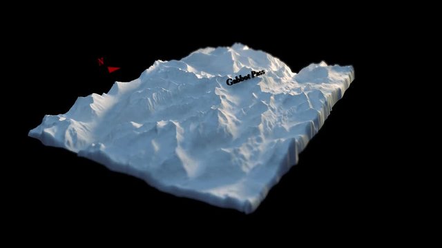 Sierra Winter 3D Terrain - 3D terrain model rendering of the Sierra Nevada mountains in the winter.