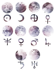 Watercolor planet symbols © ola_tarakanova