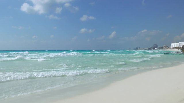 Seaview of Caribbean Sea in Cancun Mexico. Seascape Scenic of Tropical Country