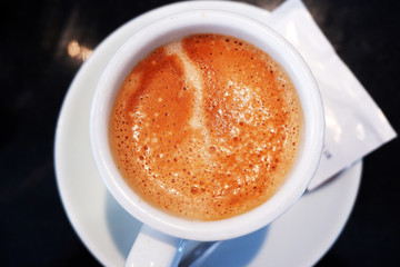 coffee cup with steam rising. Cup of Hot Coffee Espresso. Brown Cup of hot beverage with Steam