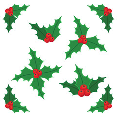 Christmas holly berry icon collection.