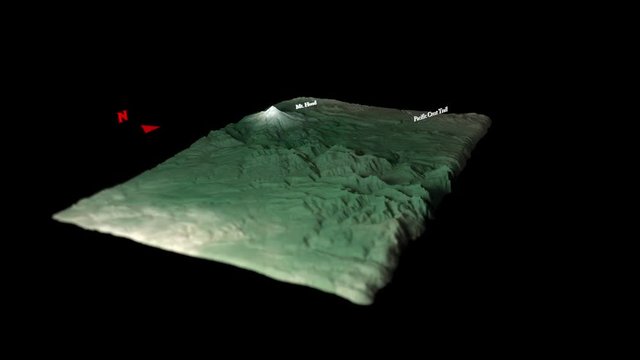 3D Mount Hood - 3D animated rendering of Mount Hood and the surround terrain.