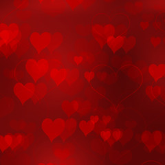 Red Valentine Day background with hearts.