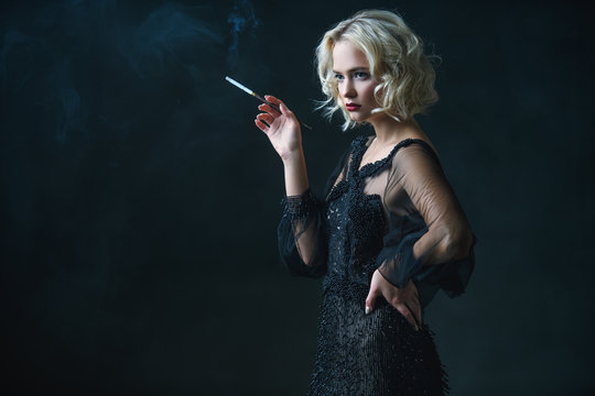 woman smoking cigarette