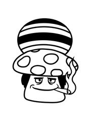 cool rauchen raggae kiffen kiffer joint hanf weed cannabis jamaika pilz fliegenpilz rot punkte essen giftig lecker drogen trip wald sammeln kochen clipart design comic cartoon
