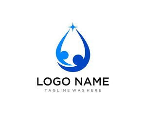 Human Relationship Drop Oil Reach On Goal or Health. Flat Color Professional Clean Design. Logo Template.