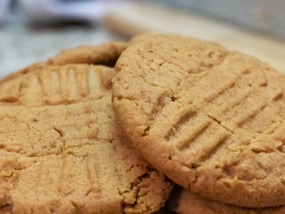 Peanut Butter Cookies piled on top of each other