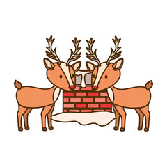 Obraz na płótnie Canvas reindeer with fireplace isolated icon