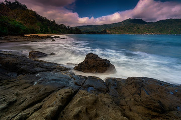 Obraz premium Bandialit Beach is located in Meru Betiri National Park, Jember. Meru Betiri National Park is known as lowland tropical forest