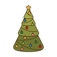 christmas tree with hanging balls isolated icon