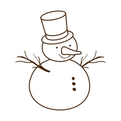 snow man with hat isolated icon