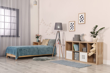 Child room with modern furniture. Idea for interior decor