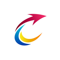 Colorful Letter C With Arrow Business Logo Template