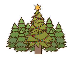 christmas tree with hanging balls isolated icon