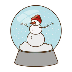 snow man in crystal ball isolated icon