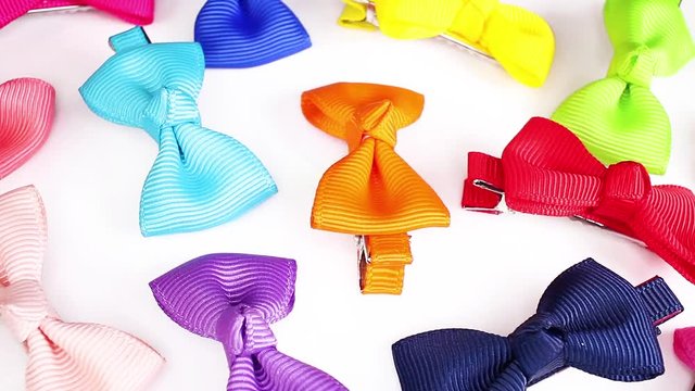 Bow bows hair clip clips cute accessories colorful rainbow looping texture pattern closeup video