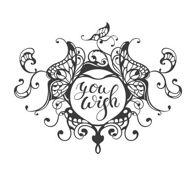 You wish - lettering text in ornate heart frame