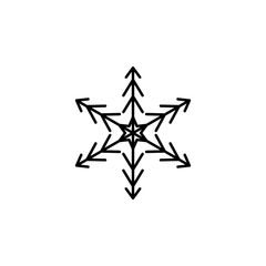 Snowflake icon. Christmas and winter theme. Simple outline illustration