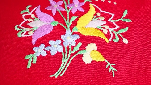 Embroidery looping texture pattern closeup video