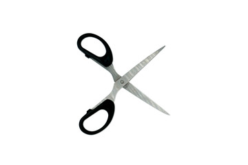 stationery Black scissors on white background with clipping paths - Scissors hand-operated cutting instruments. Scissors for cutting paper and thin materials, object is isolated 