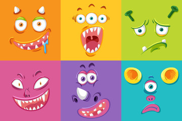 Set of monster facial expression