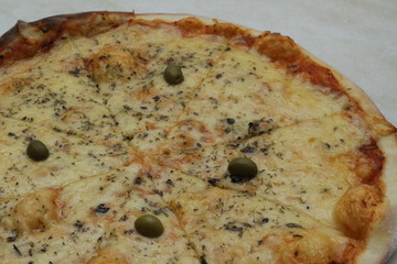 pizza with cheese and olives