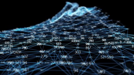 Abstract random digits polygon plexus nodes connections network For visuals internet presentations motion background hi-tech technology science engineering medical dashboard Seamless Loop Alpha Matte