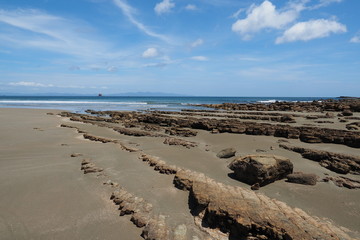 The beach at Playa Hemosa on the Pacific coast of Nicaragua, Central America on a summer afternoon.