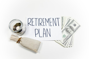 retirement fund concept - money and a calculator