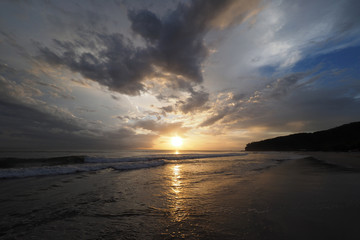 Sunset on the beach at Playa El Coco on Nicaragua's Pacific coast.