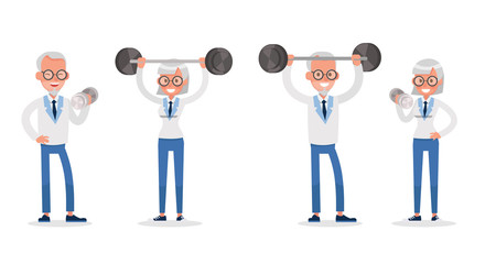 business people working and different poses action character vector design no15