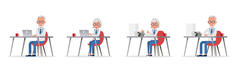 business people working and different poses action character vector design no30