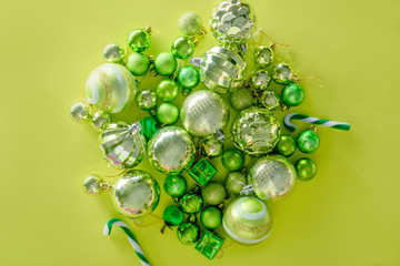 merry christmas and happy new year concept with Celebration balls green color other decoration