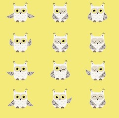 set of white polar owls