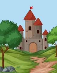 Fototapeta na wymiar Large castle background scene