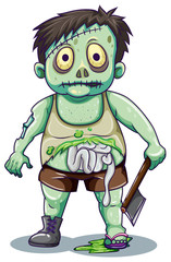 Green creepy zombie man