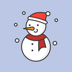 snowman editable outline icon, winter christmas theme